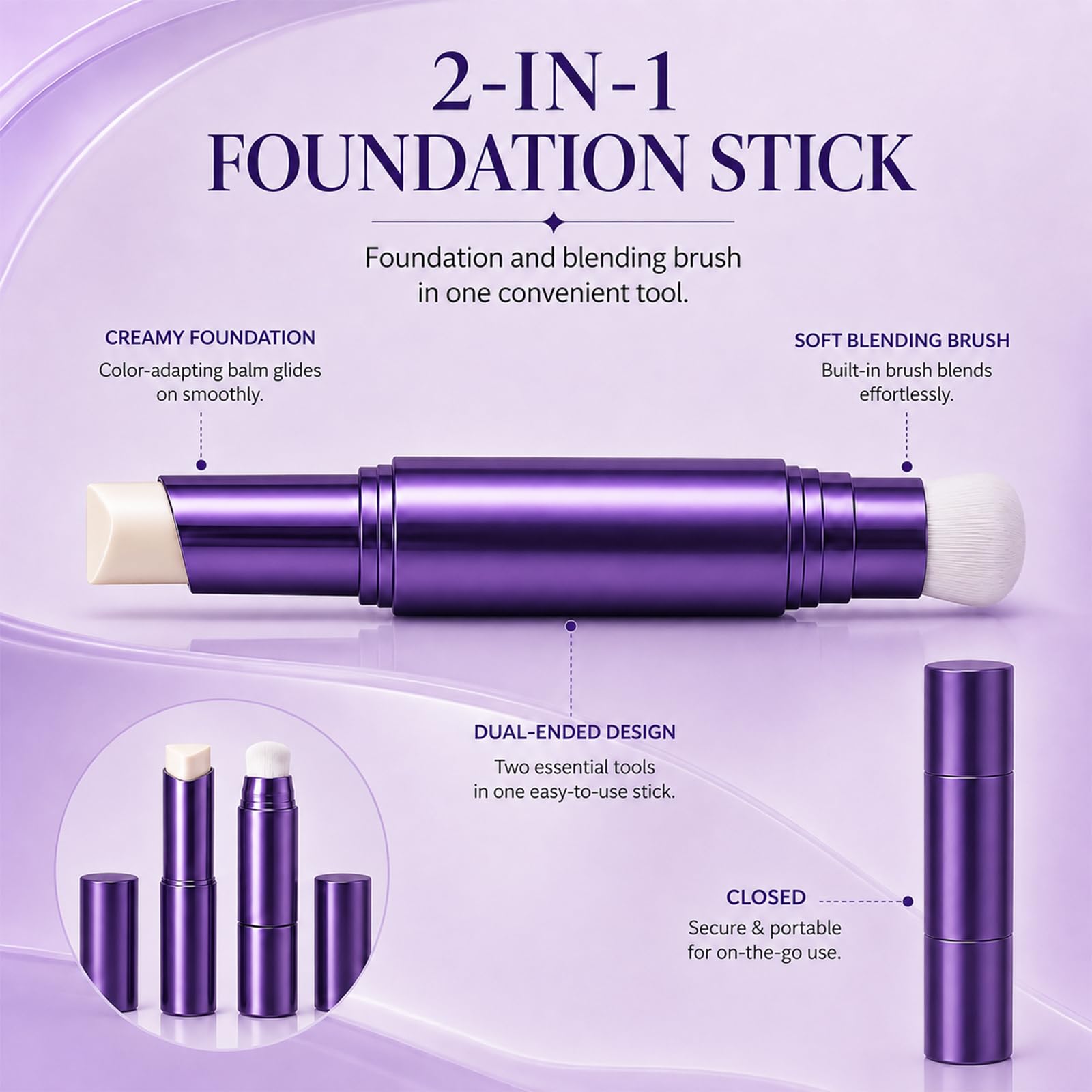 Doxqemi dual-ended stick open highlighting foundation tip and brush
