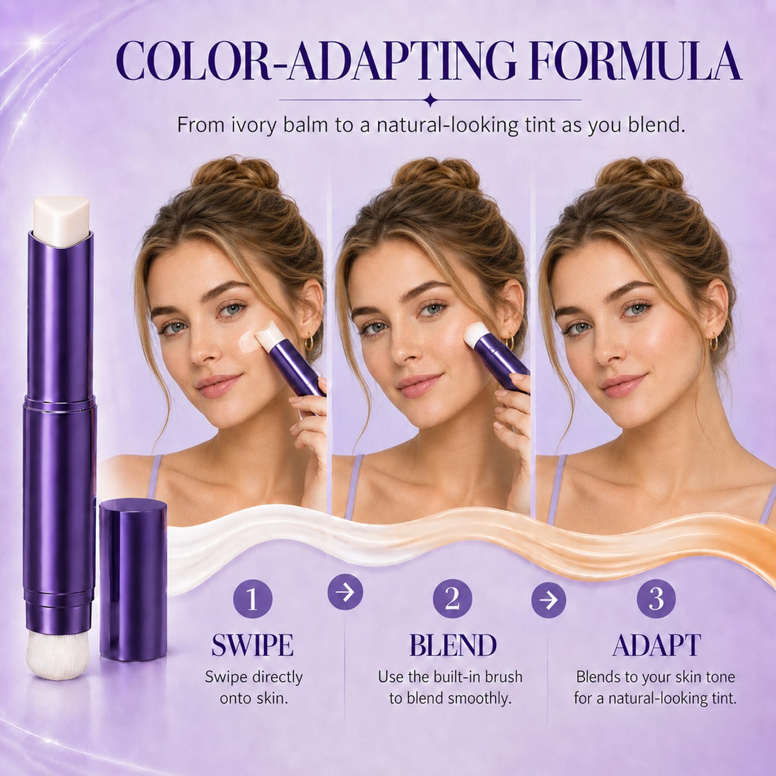 Doxqemi application on cheek demonstrating quick, even coverage benefit