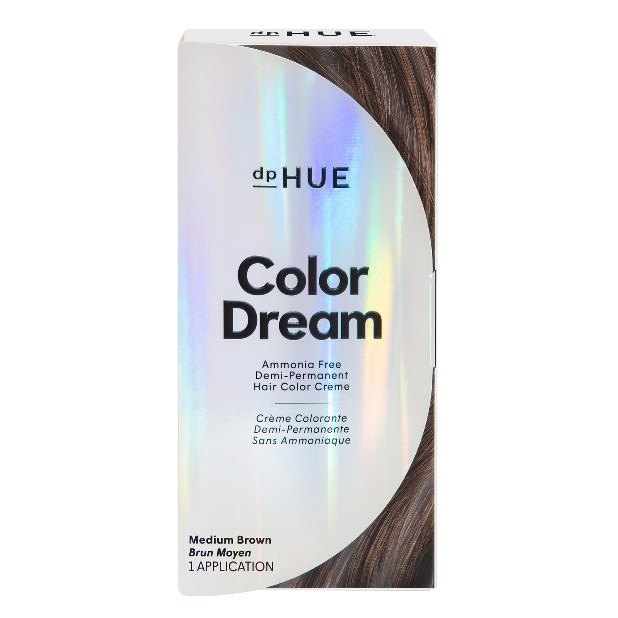 dpHUE Color Dream front label showing medium brown shade and gentle formula benefit
