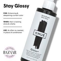 dpHUE Gloss+ dark brown gloss poured to show creamy texture and easy application benefit