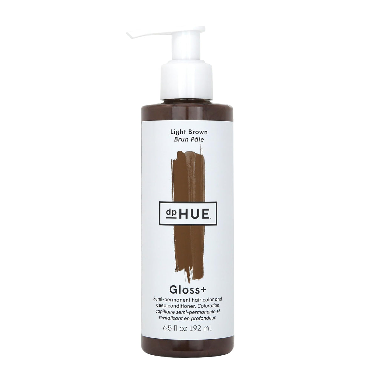 dpHUE front packaging showing Light Brown gloss and easy-use benefit