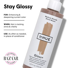dpHUE Gloss+ texture pouring from bottle showing creamy gloss for shine