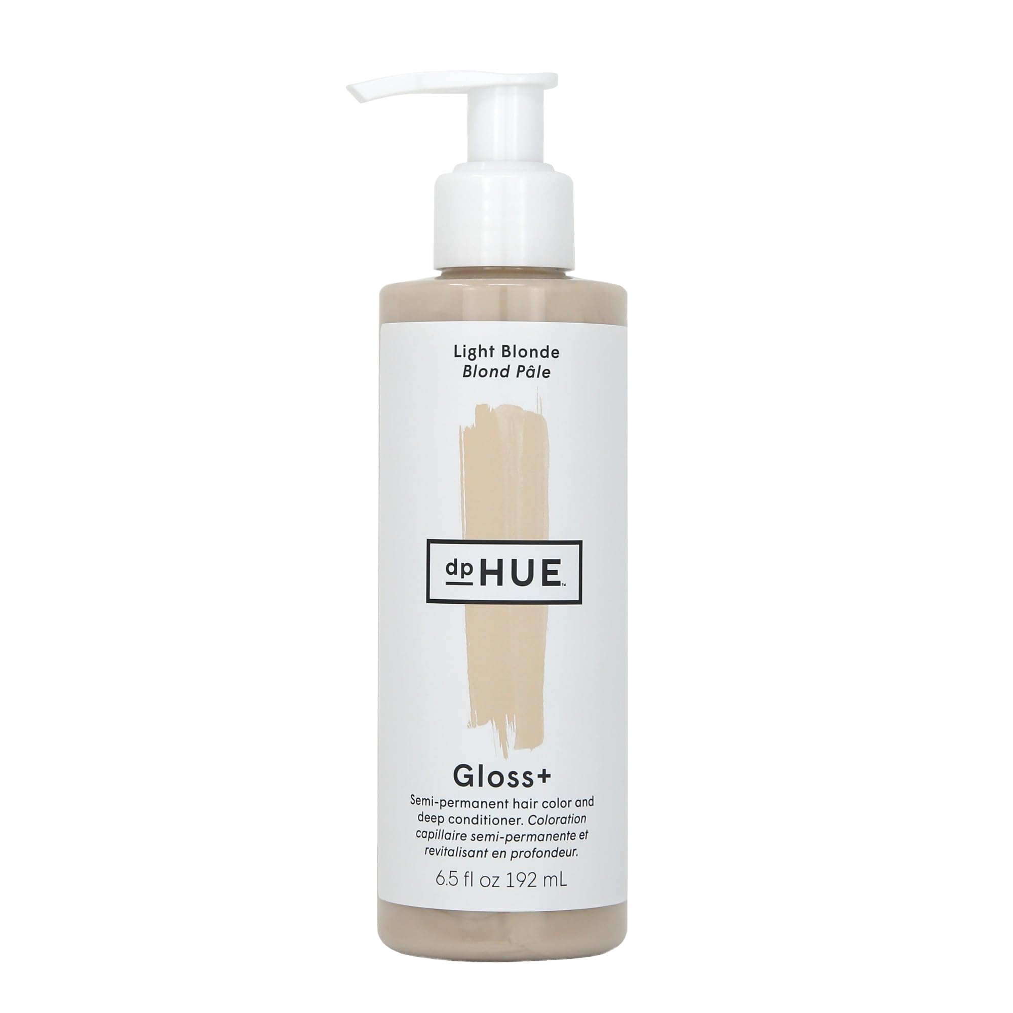 dpHUE front bottle showing Light Blonde gloss and easy application benefits