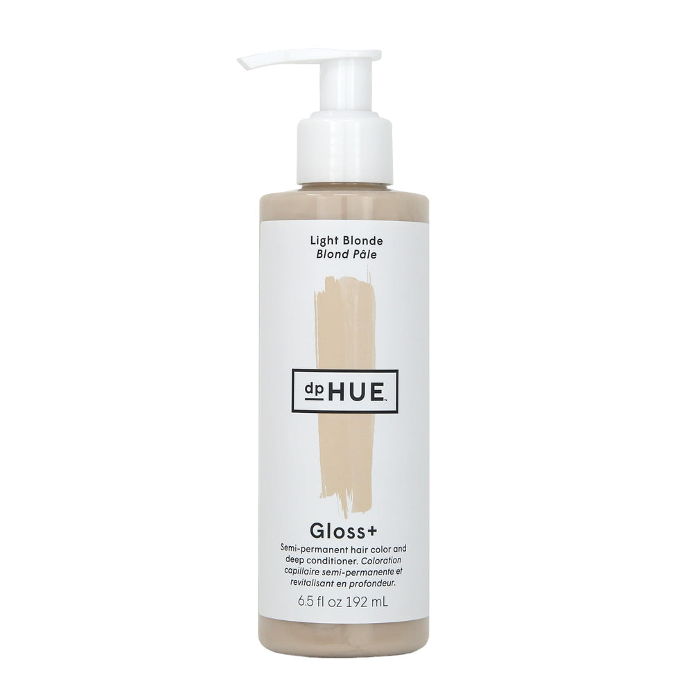 dpHUE front bottle showing Light Blonde gloss and easy application benefits