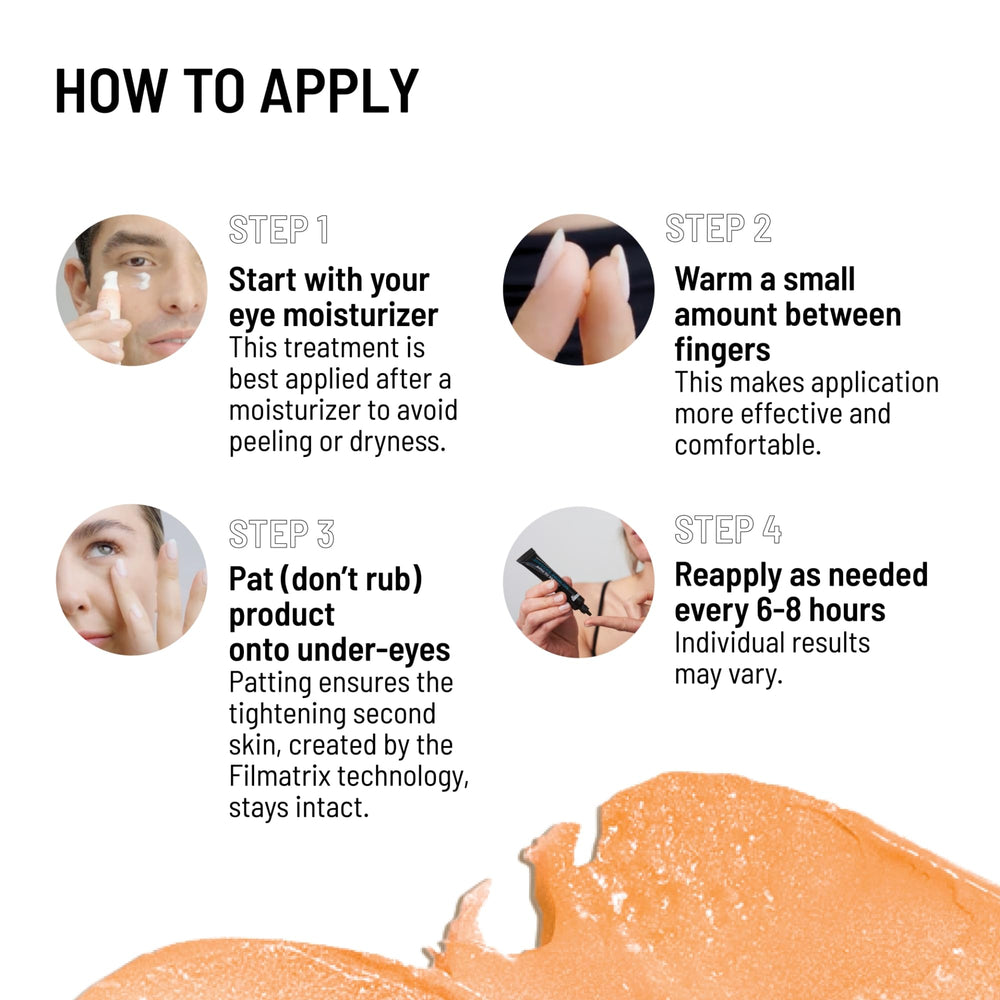 Dr. Brandt application with fingers demonstrating small amount and easy patting