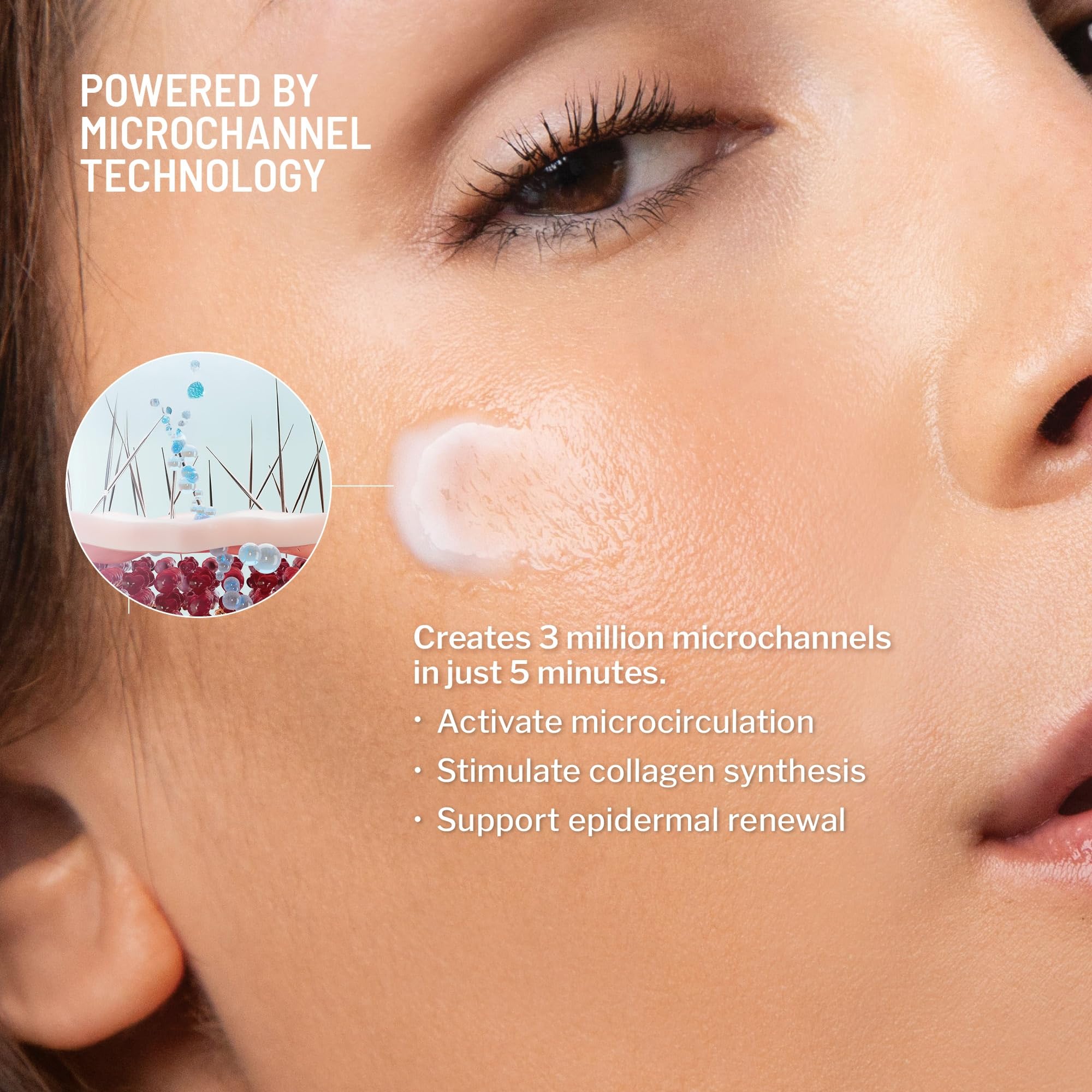 Dr. Brandt before and after skin comparison illustrating smoother texture