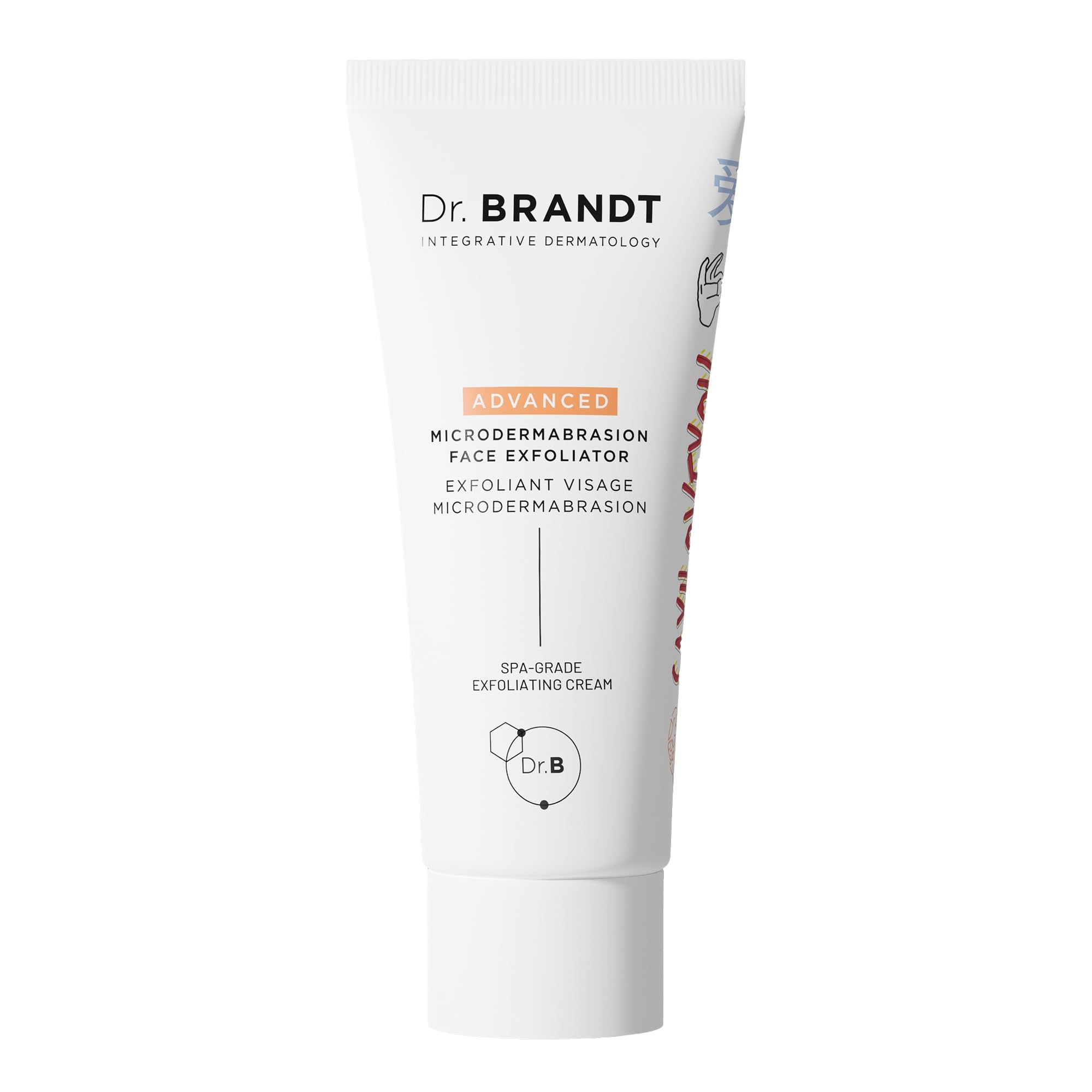 Dr. Brandt front tube showing product packaging and clear branding benefit clarity