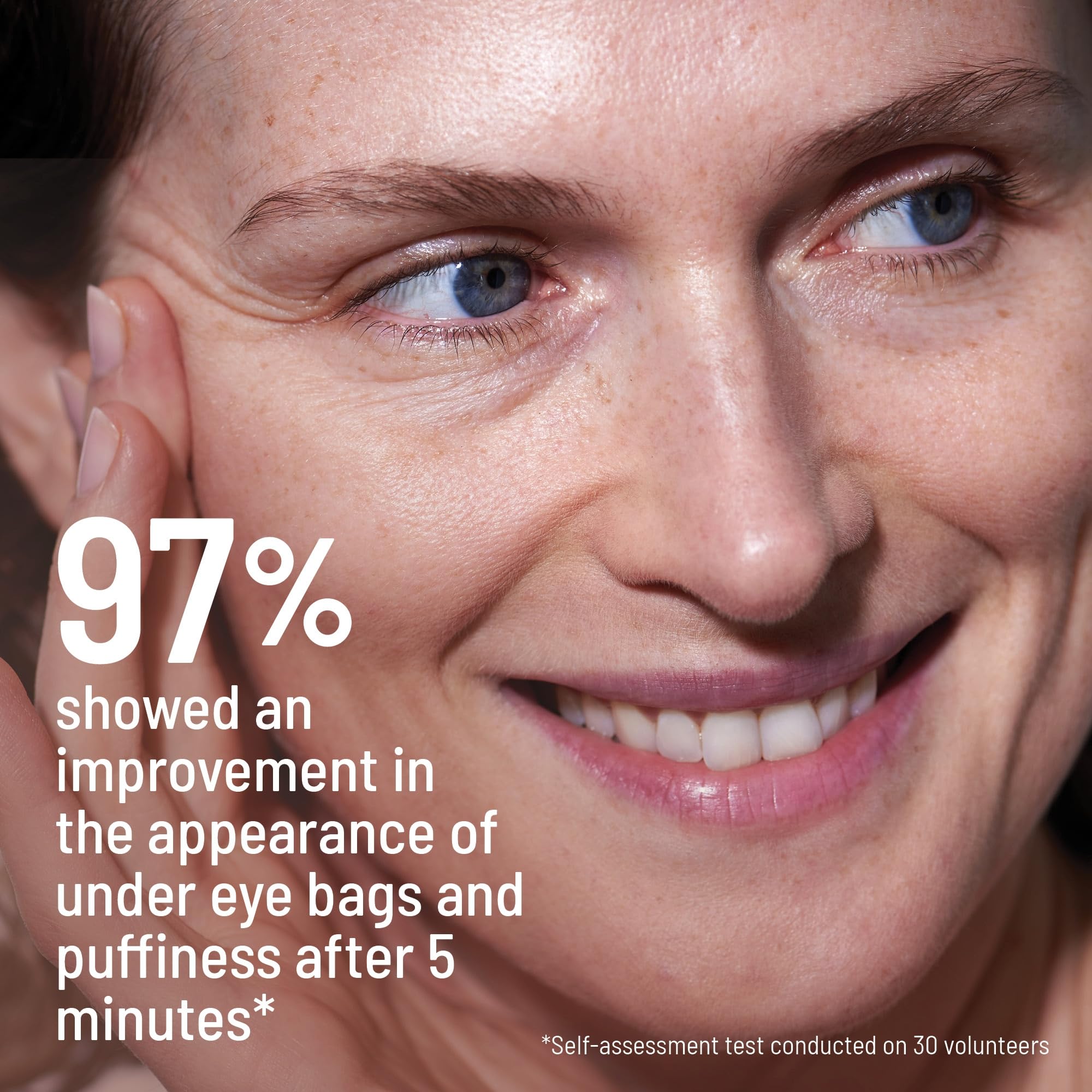 Dr. Brandt caffeine and peptides displayed to highlight de-puffing ingredient benefit