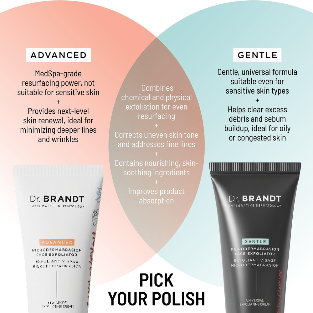 Dr. Brandt ingredient label close-up showing lactic acid and soothing botanicals benefit