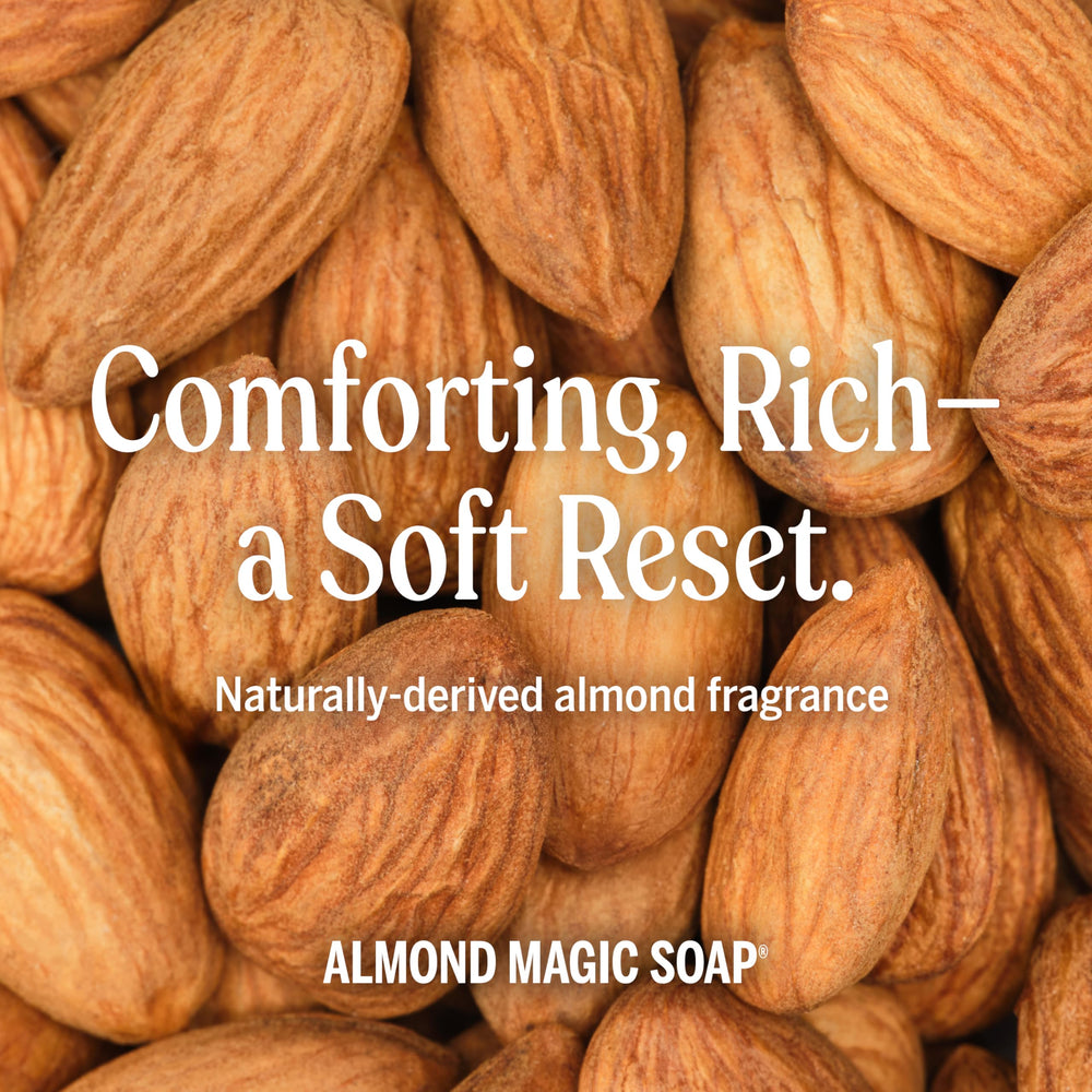 Dr. Bronner's almond bathroom use as body wash in a minimalist shower scene