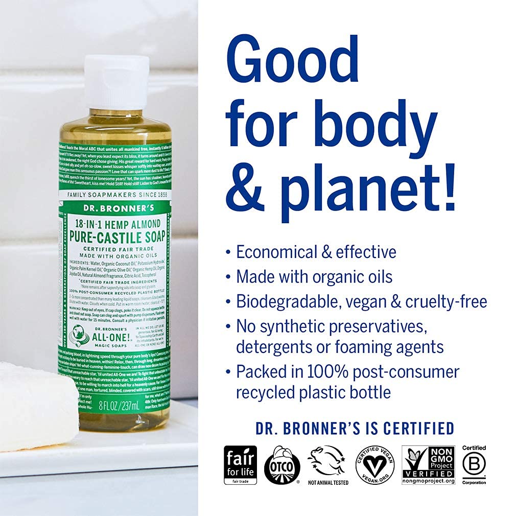 Dr. Bronner's Baby Unscented with baby towel showing gentle-care benefit