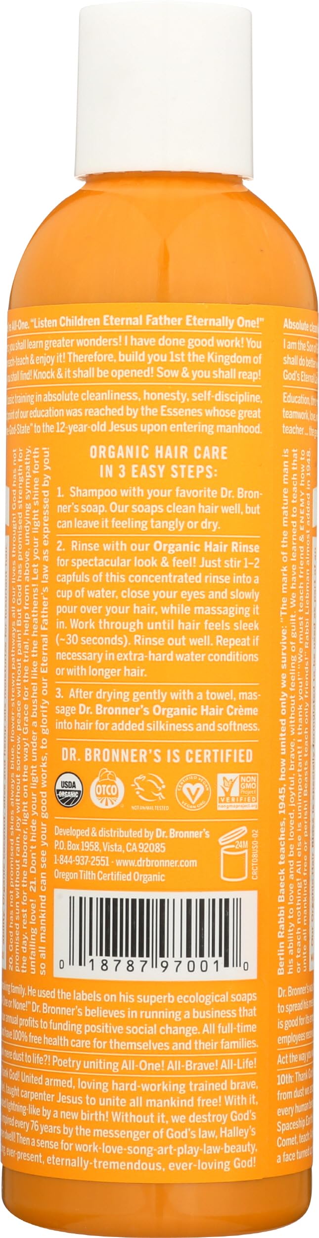 Dr. Bronner's bottle cap open to pour, easy application benefit