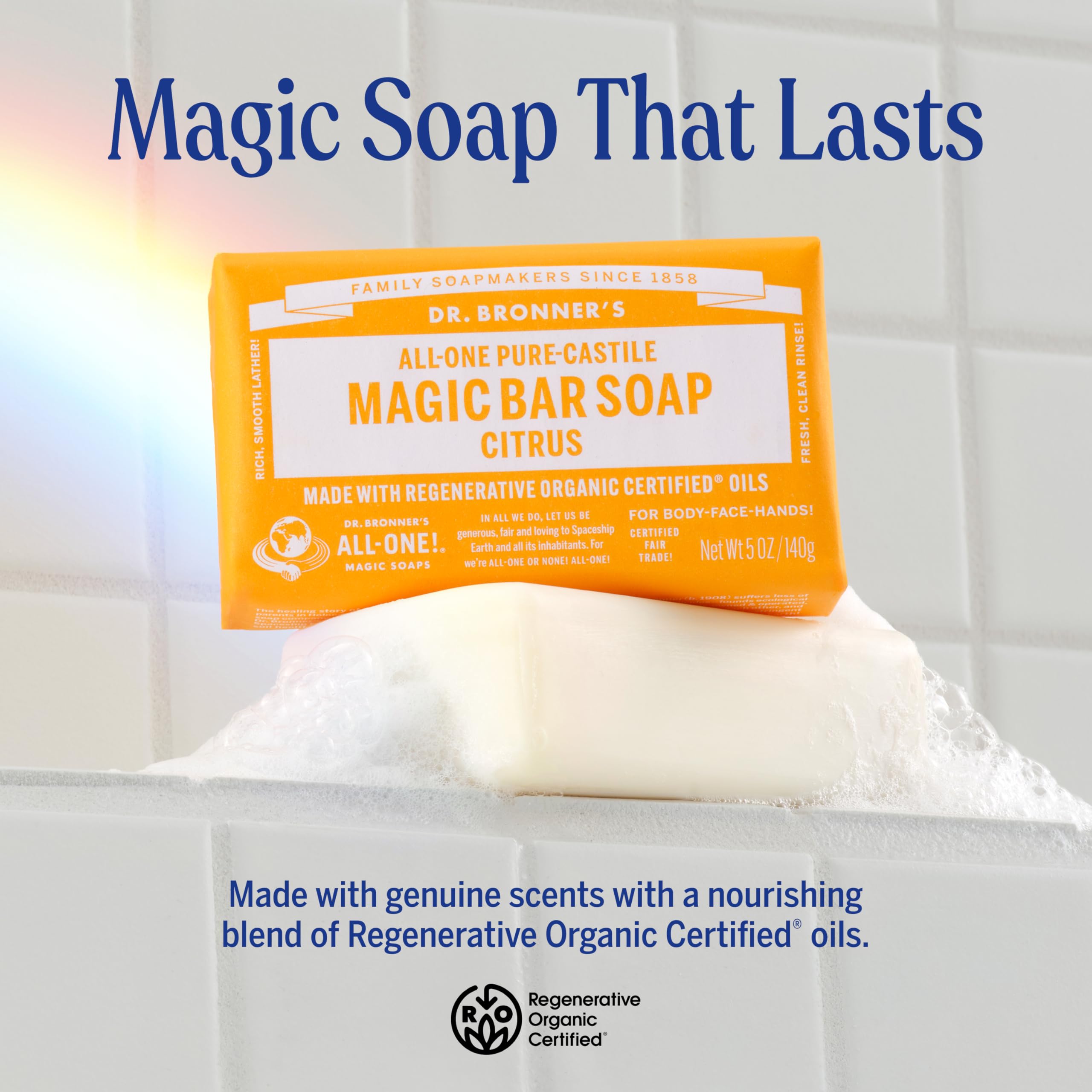 Dr. Bronner's close-up soap texture highlighting rich lather potential and quality
