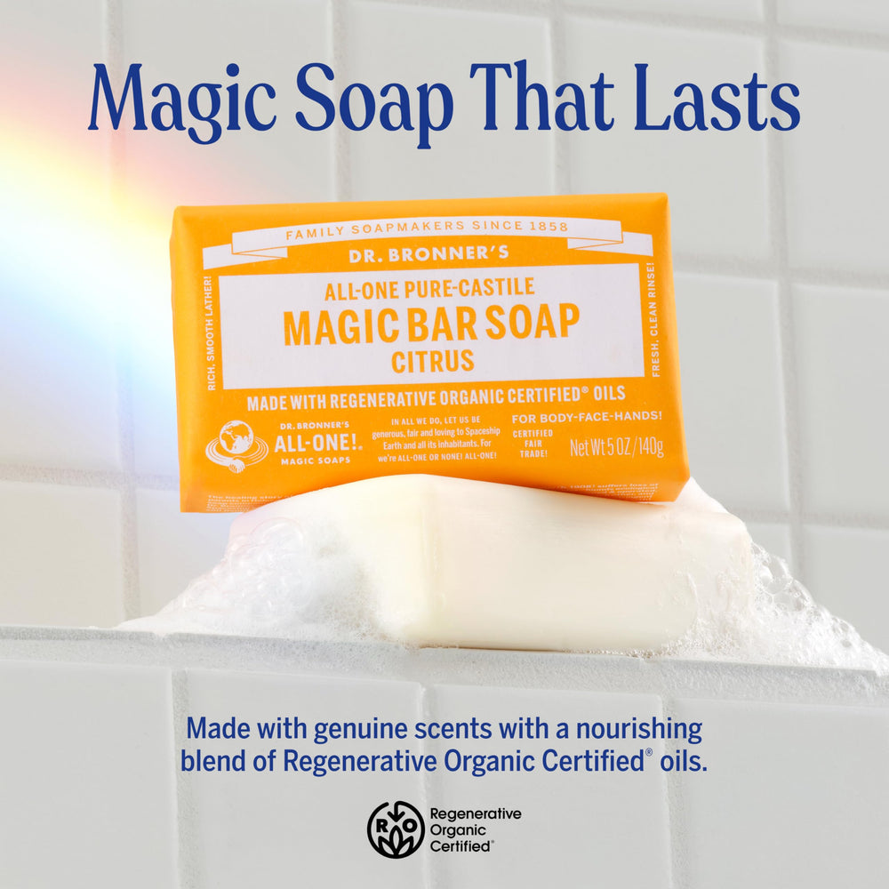 Dr. Bronner's close-up soap texture highlighting rich lather potential and quality