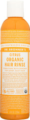 Dr. Bronner's front label showing citrus orange and organic certification benefits