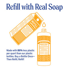 Dr. Bronner's citrus refill carton angled view highlighting eco refill design