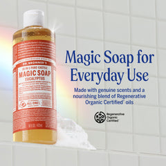 Dr. Bronner's label close-up highlighting organic ingredients and transparency benefit