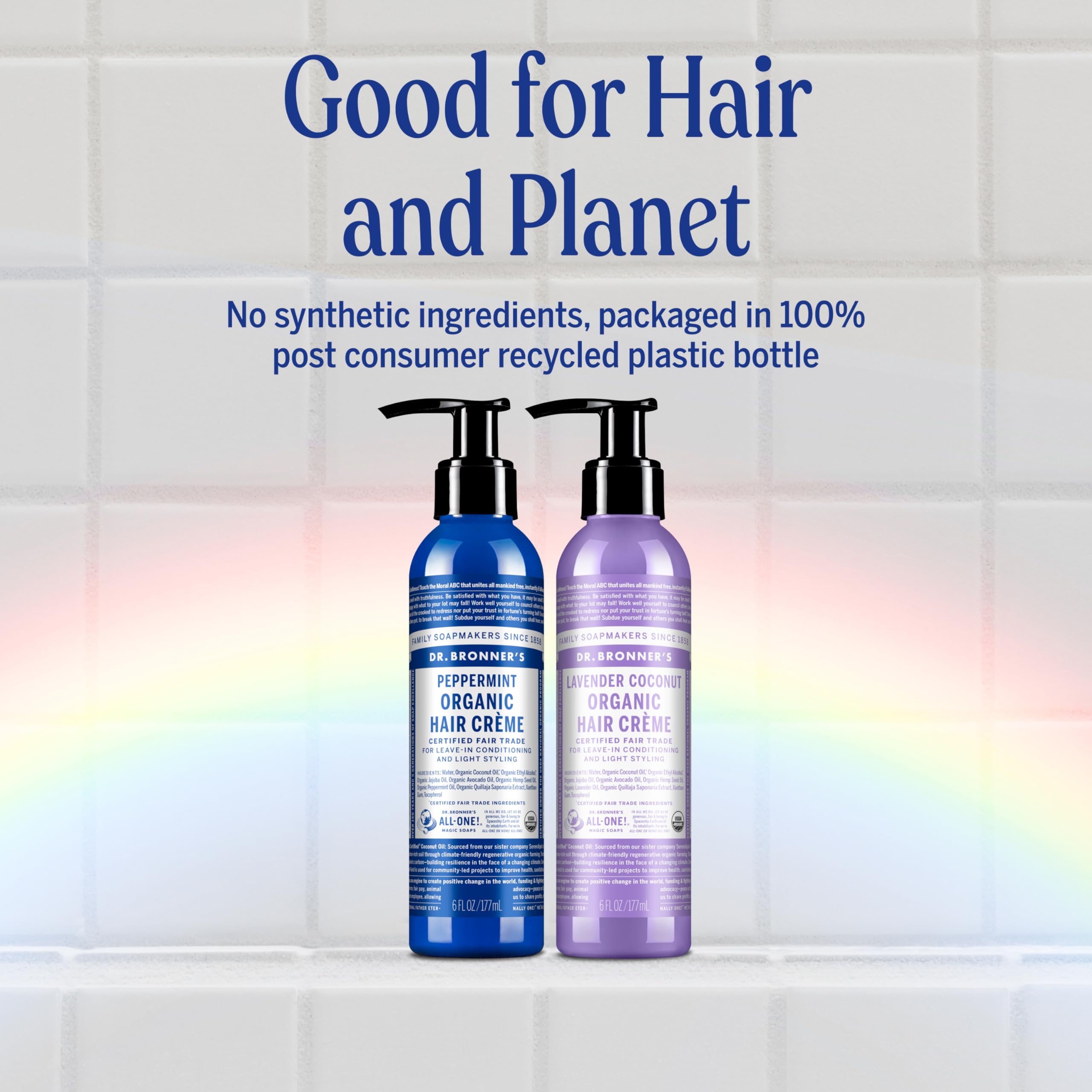 Dr. Bronner's on bathroom shelf in lifestyle setting signaling everyday natural care