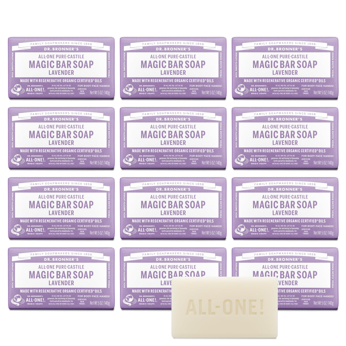 Dr. Bronner's lavender bar front packaging showing value pack benefit