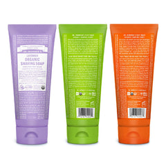Dr. Bronner's lavender shaving soap tub close-up highlighting calming scent benefits