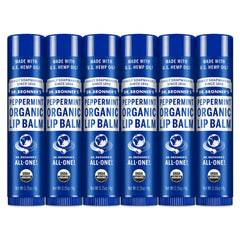 Dr. Bronner's front packaging showing peppermint balm and organic benefits
