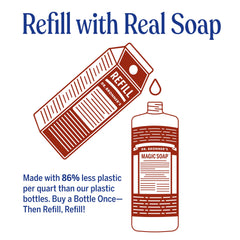 Dr. Bronner's refill carton highlighting eco packaging and refill convenience