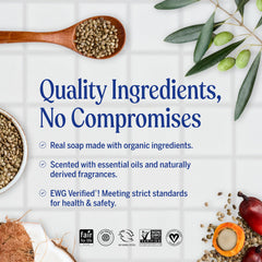 Dr. Bronner's rose bar producing rich lather for effective cleansing