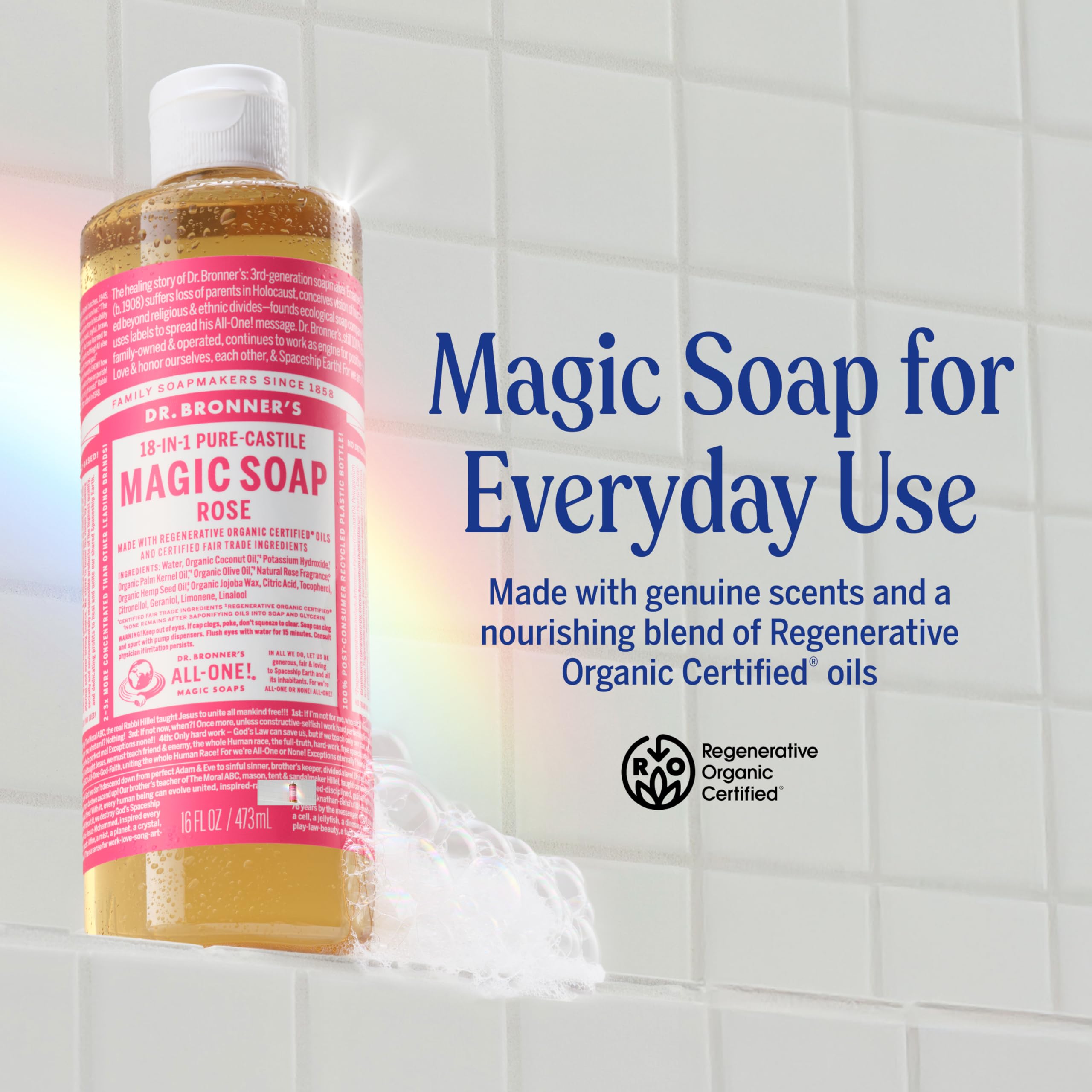 Dr. Bronner's back label close-up highlighting ingredient transparency