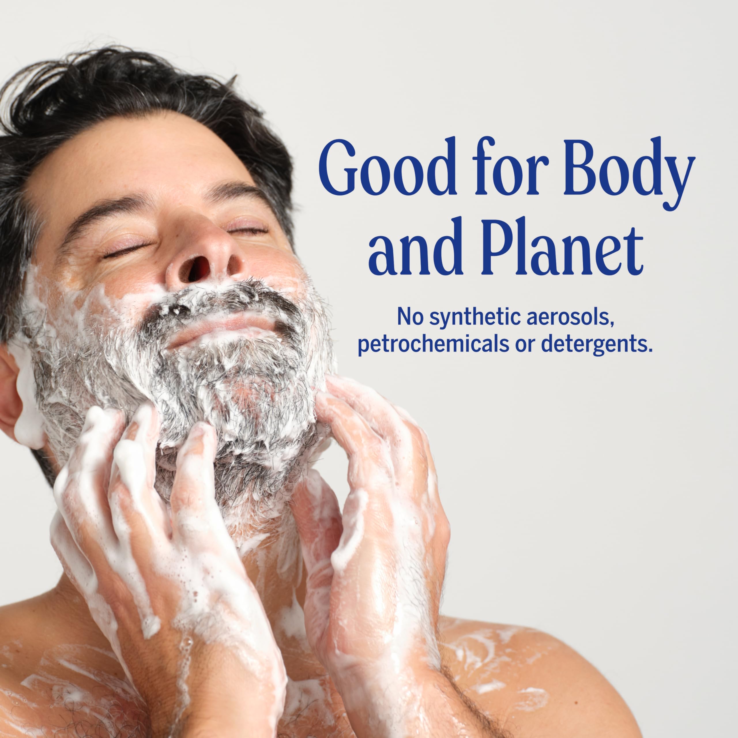 Dr. Bronner's shaving soap on bathroom shelf lifestyle display implying natural routine benefit
