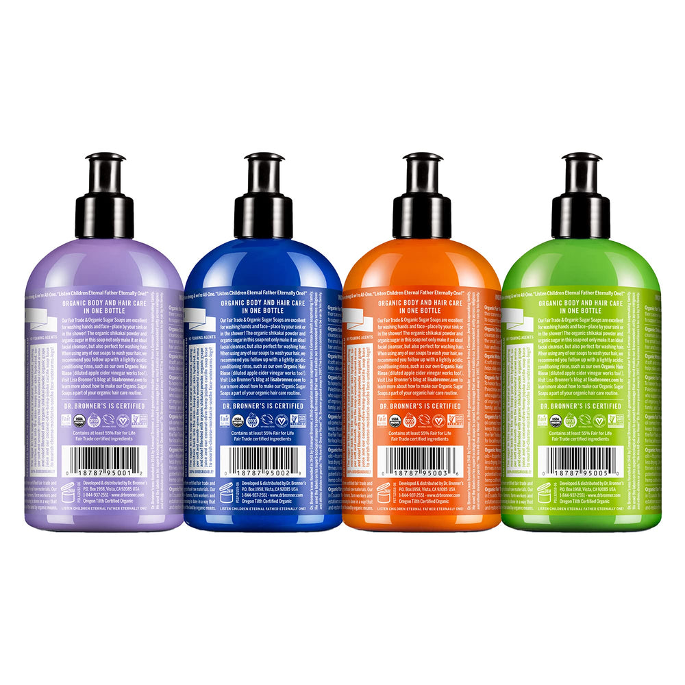 Dr. Bronner's peppermint pump detail highlighting easy dispensing and refresh benefit