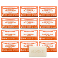 Dr. Bronner's tea tree bar front packaging showing product and scent benefit
