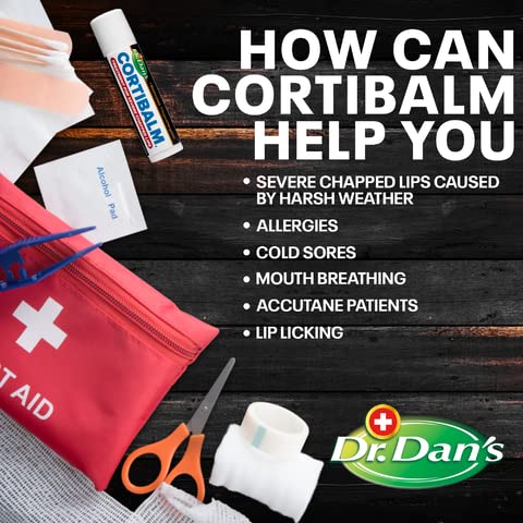 Dr. Dan's Cortibalm applied outdoors to soothe chapped lips in windy conditions