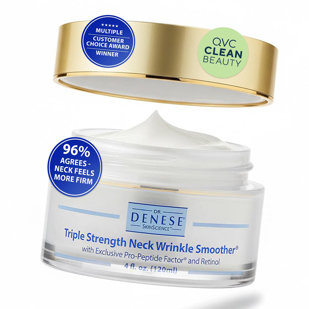Dr. Denese front packaging showcasing firming neck cream benefits