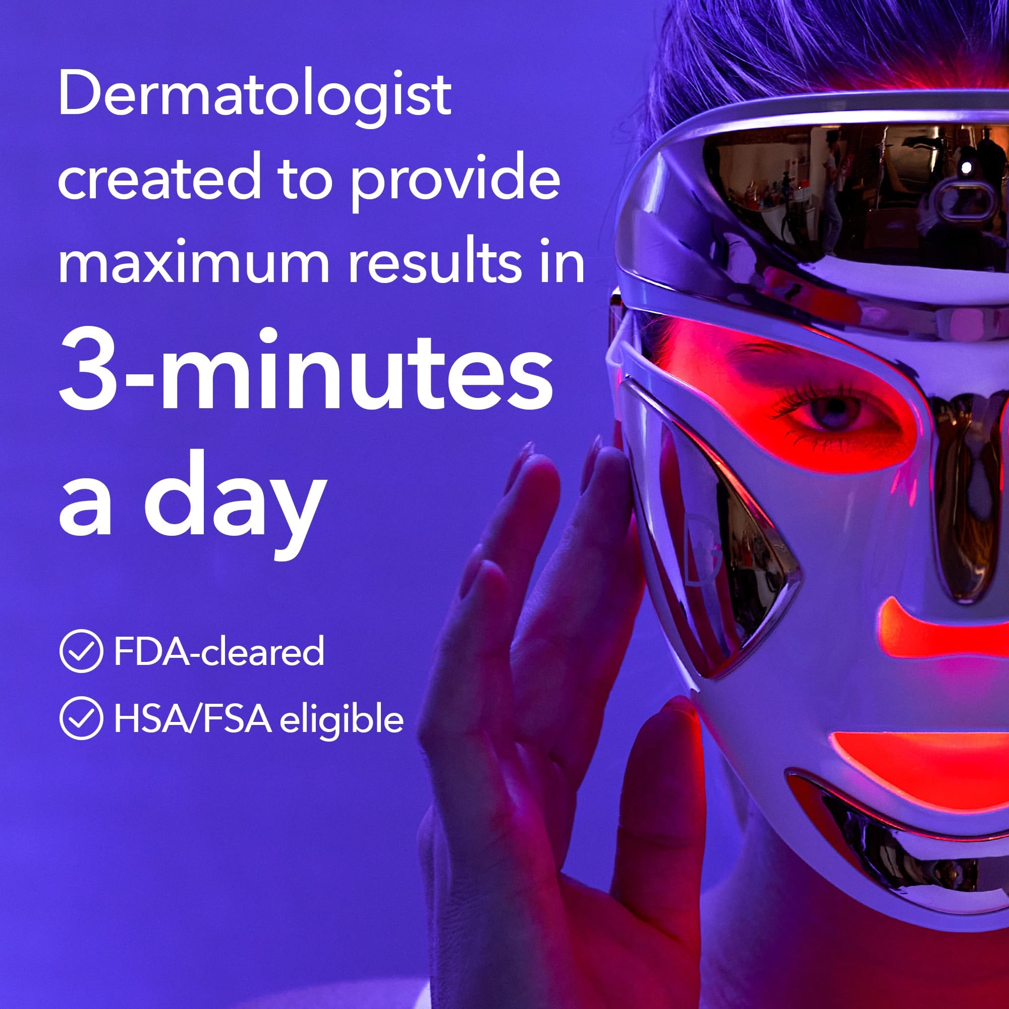 Dr Dennis Gross side profile wearing mask demonstrating comfortable hands-free use