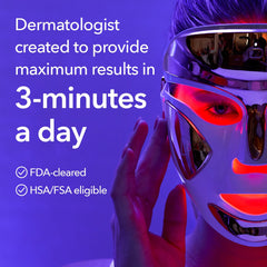Dr Dennis Gross side profile wearing mask demonstrating comfortable hands-free use
