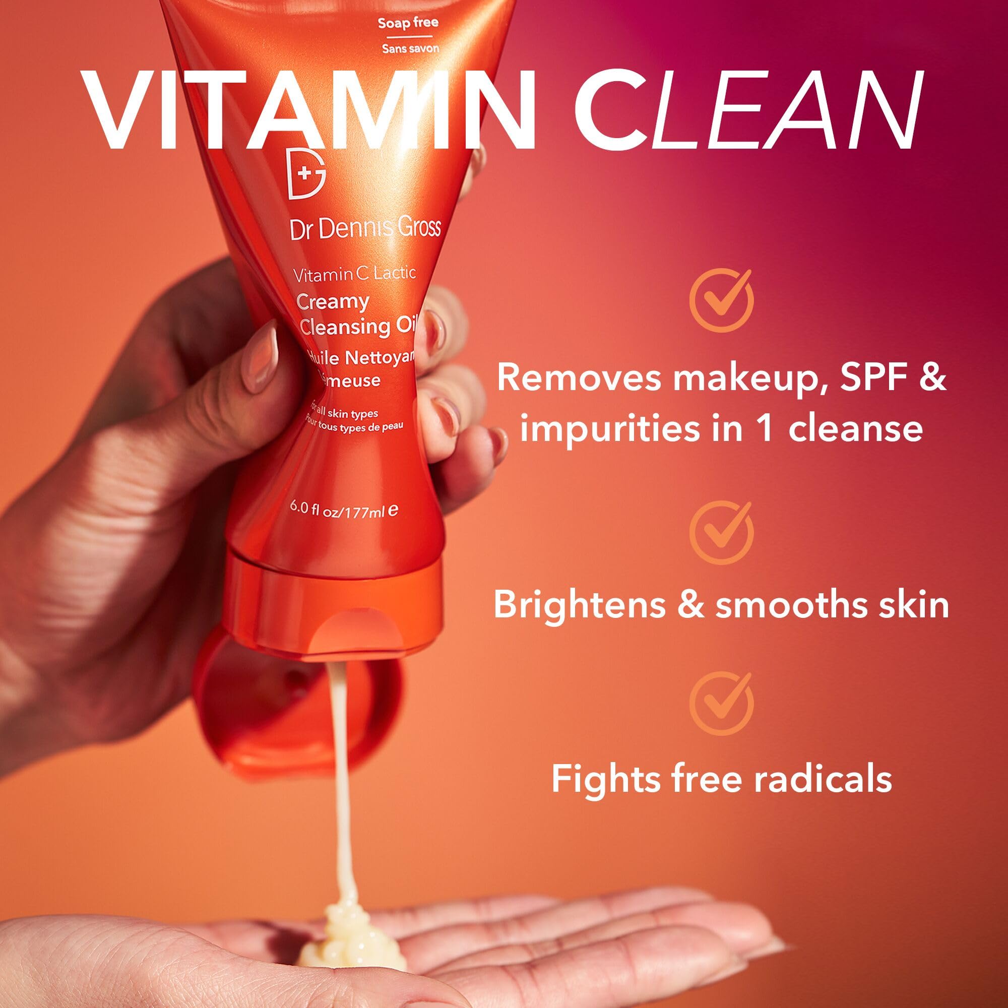 Dr Dennis Gross oil transforming to milk close-up demonstrating easy emulsification