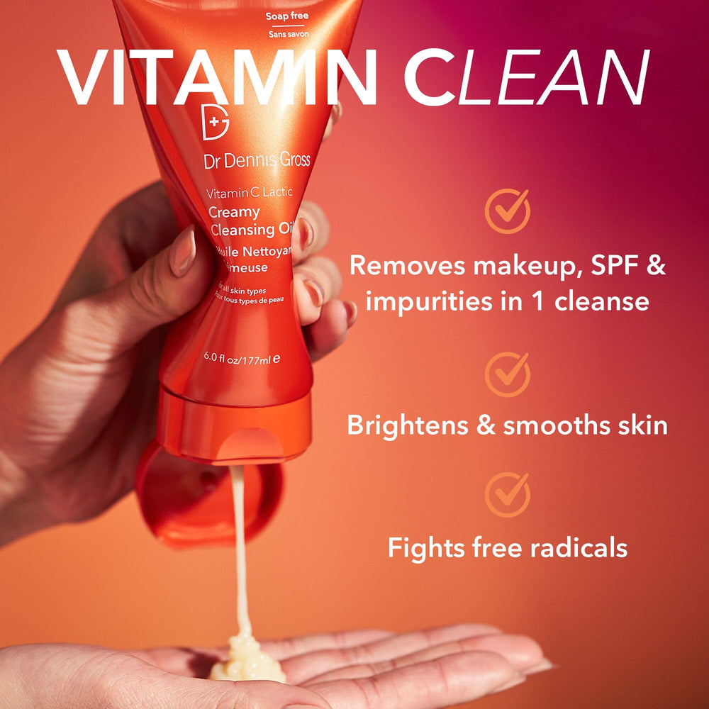 Dr Dennis Gross oil transforming to milk close-up demonstrating easy emulsification