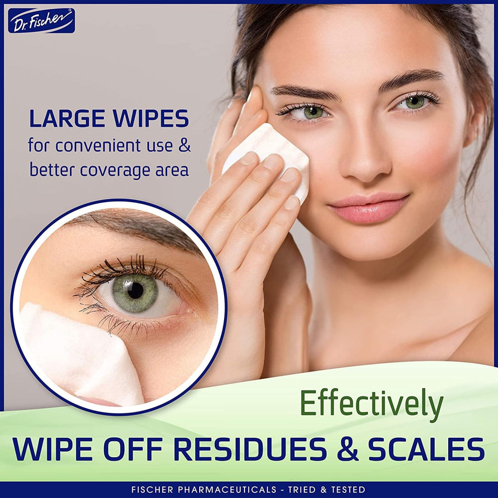 Dr. Fischer wipes on nightstand in lifestyle scene for easy bedtime routine benefit