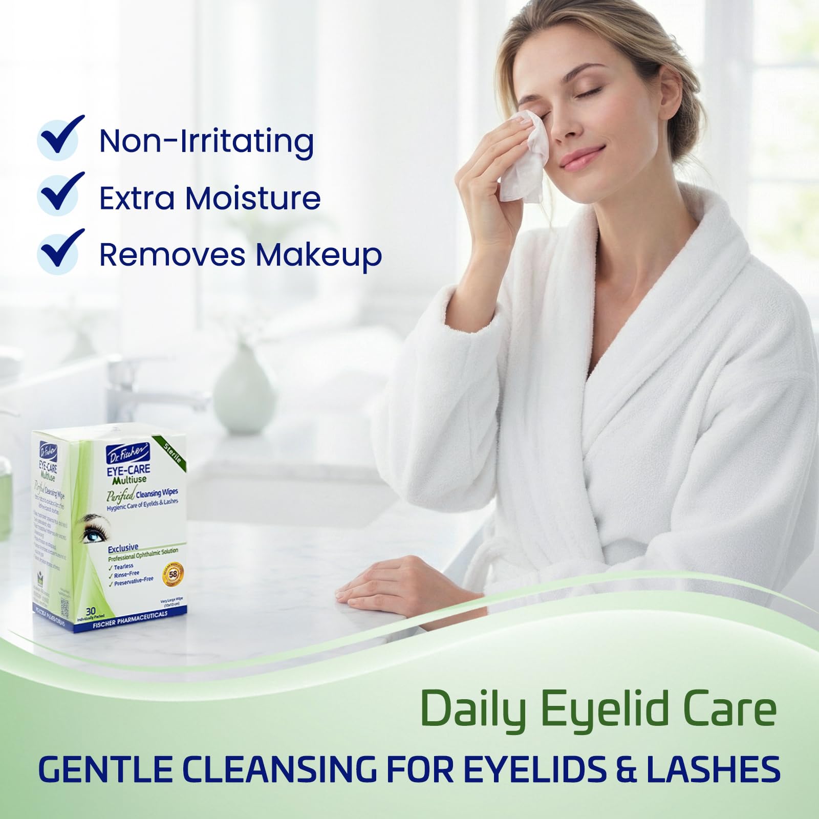 Dr. Fischer close-up wipe texture demonstrating soft, non-abrasive surface
