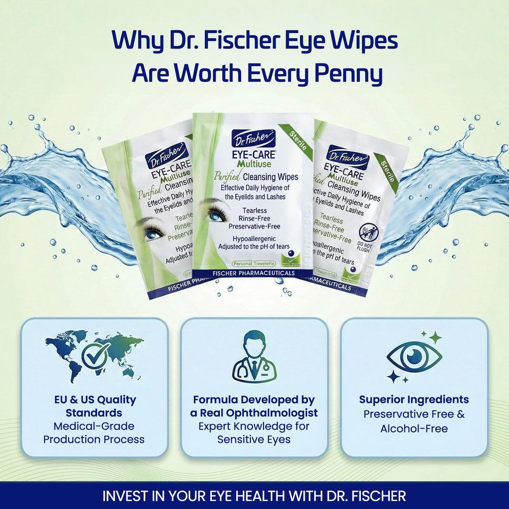 Dr. Fischer wipe removing mascara illustrating effective, gentle makeup removal