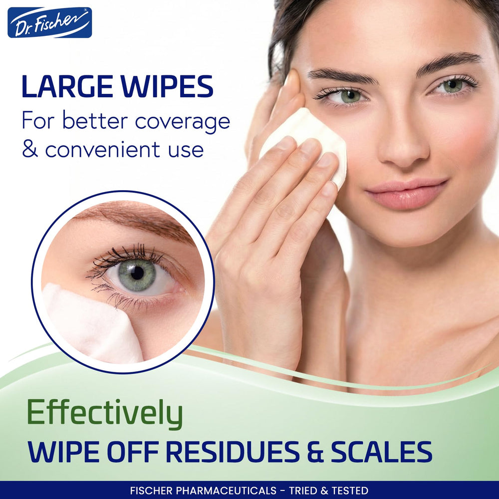 Dr. Fischer wipes arranged on bathroom counter for daily hygiene convenience