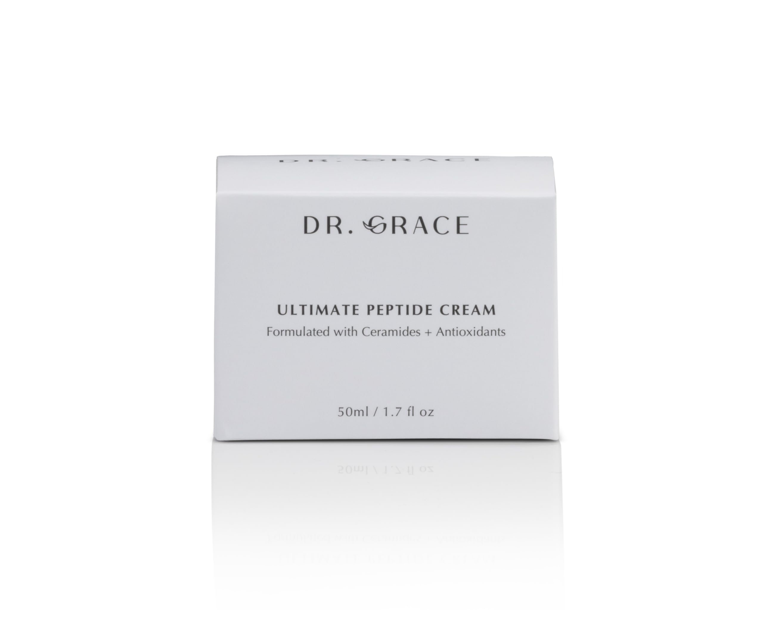 Dr. Grace ingredient label highlighting peptides ceramides and antioxidants benefit
