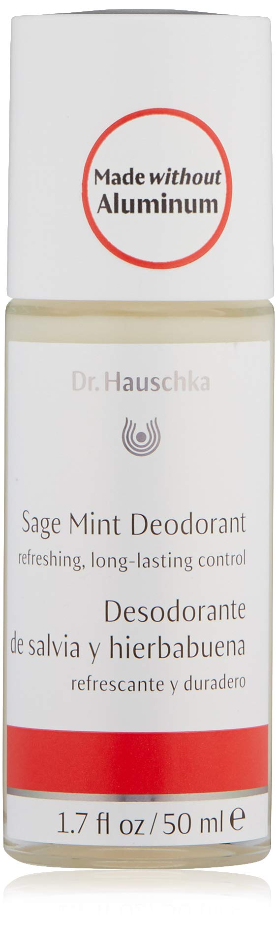 Dr. Hauschka deodorant front bottle showing label and travel-friendly size benefit