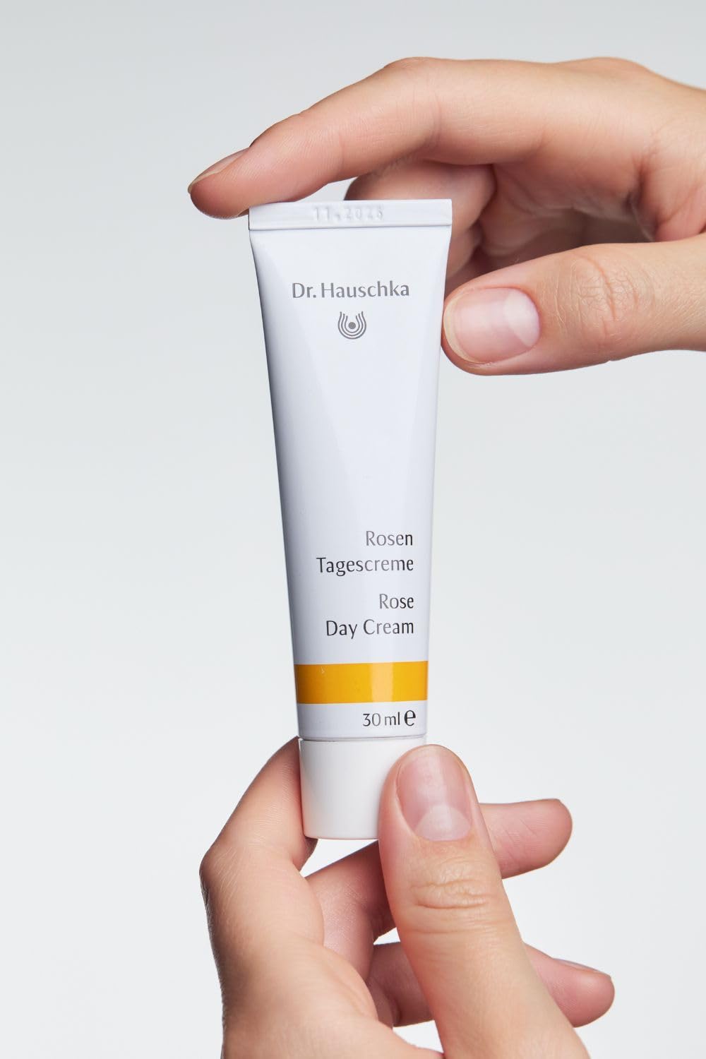Dr. Hauschka avocado oil dropper highlighting skin barrier support benefit