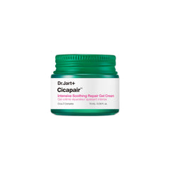 Dr.Jart+ Cicapair cooling gel front jar showing compact travel packaging and soothing benefit