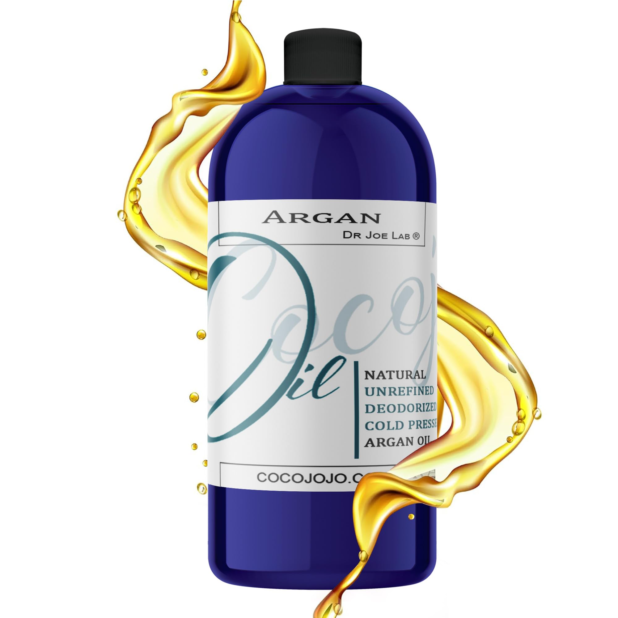 Dr Joe Lab front bottle of cocojojo argan oil showing packaging and volume benefit