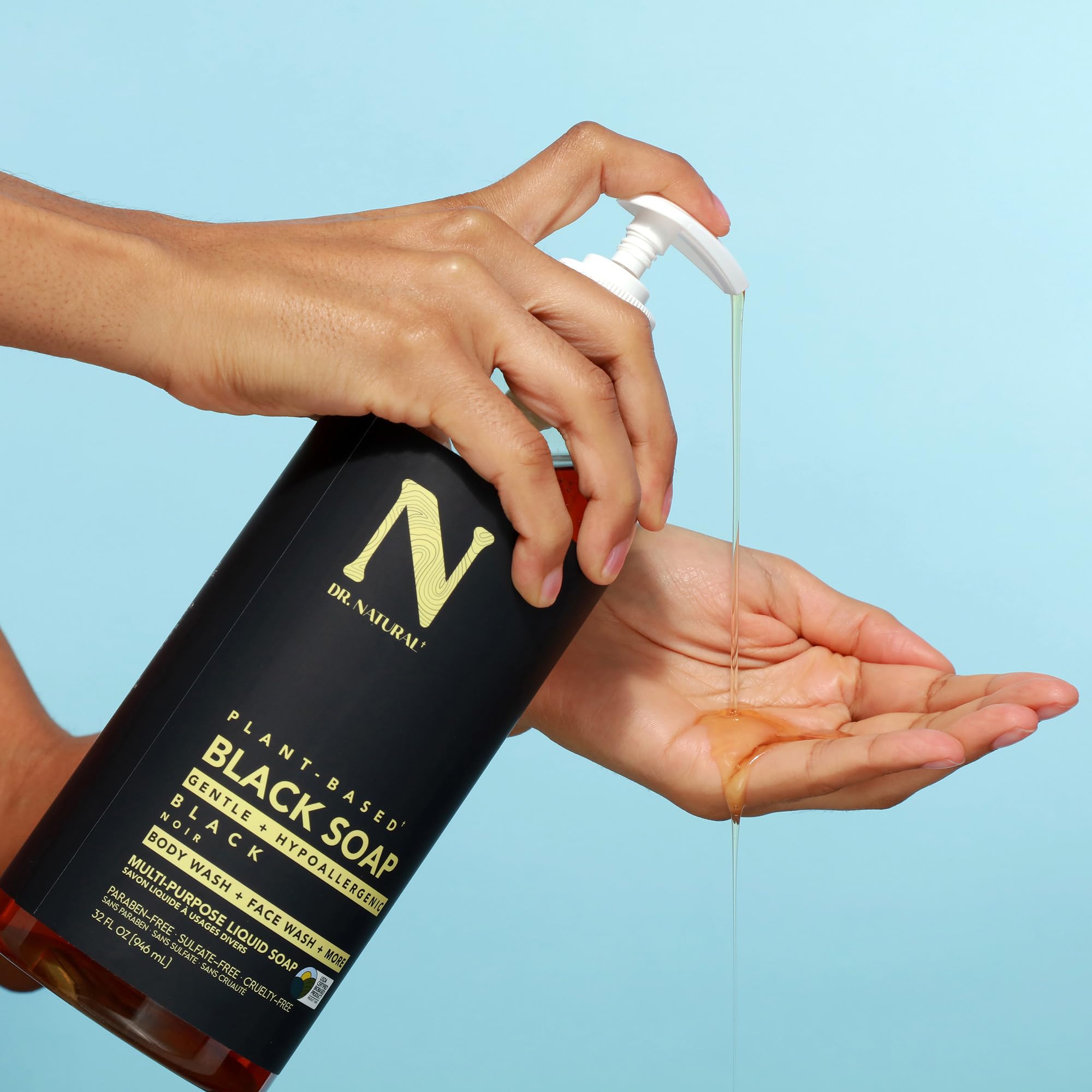 Dr. Natural used as face wash illustrating acne-prone skin care benefit