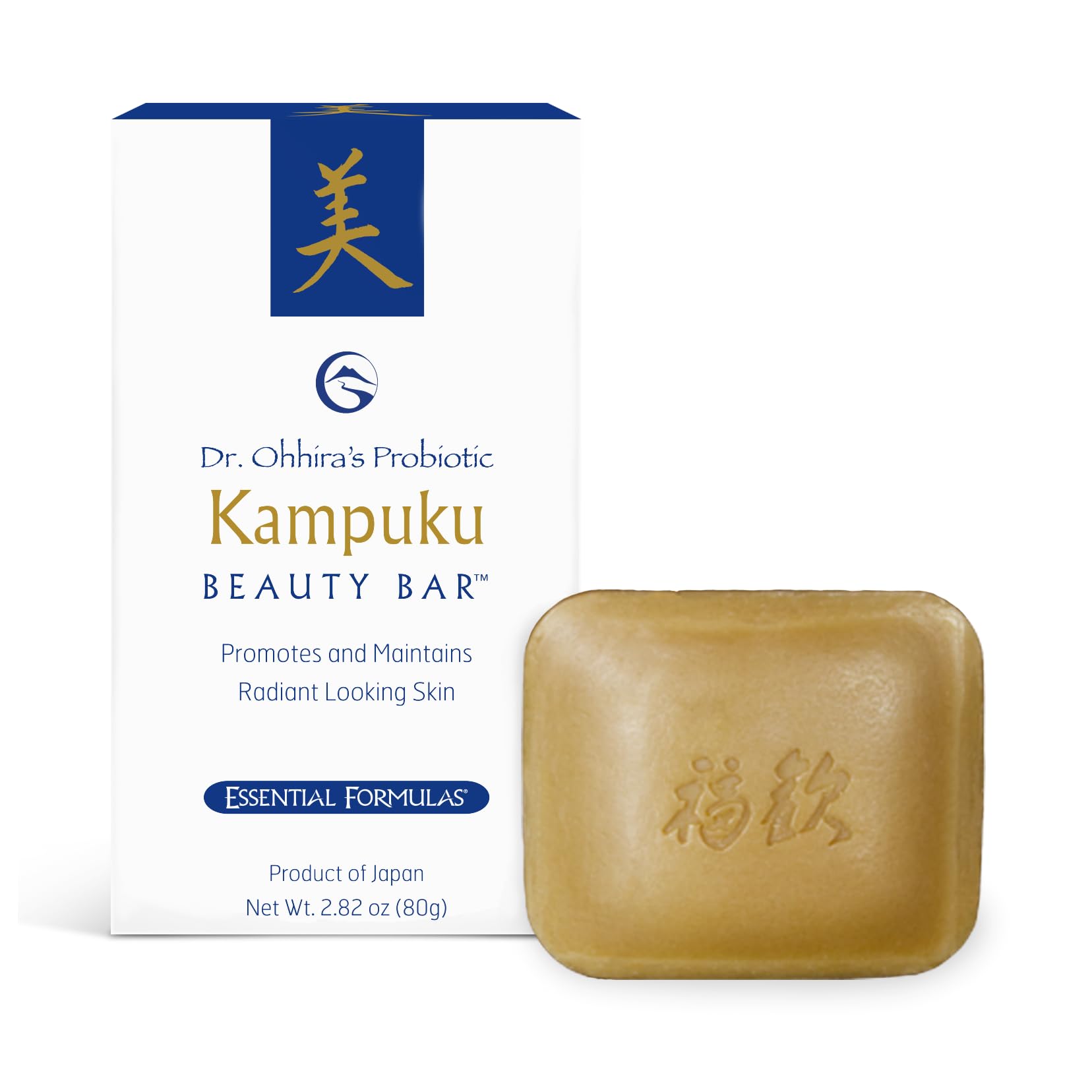 DR. OHHIRA'S PROBIOTICS front packaging showing two Kampuku Beauty Bars and benefits