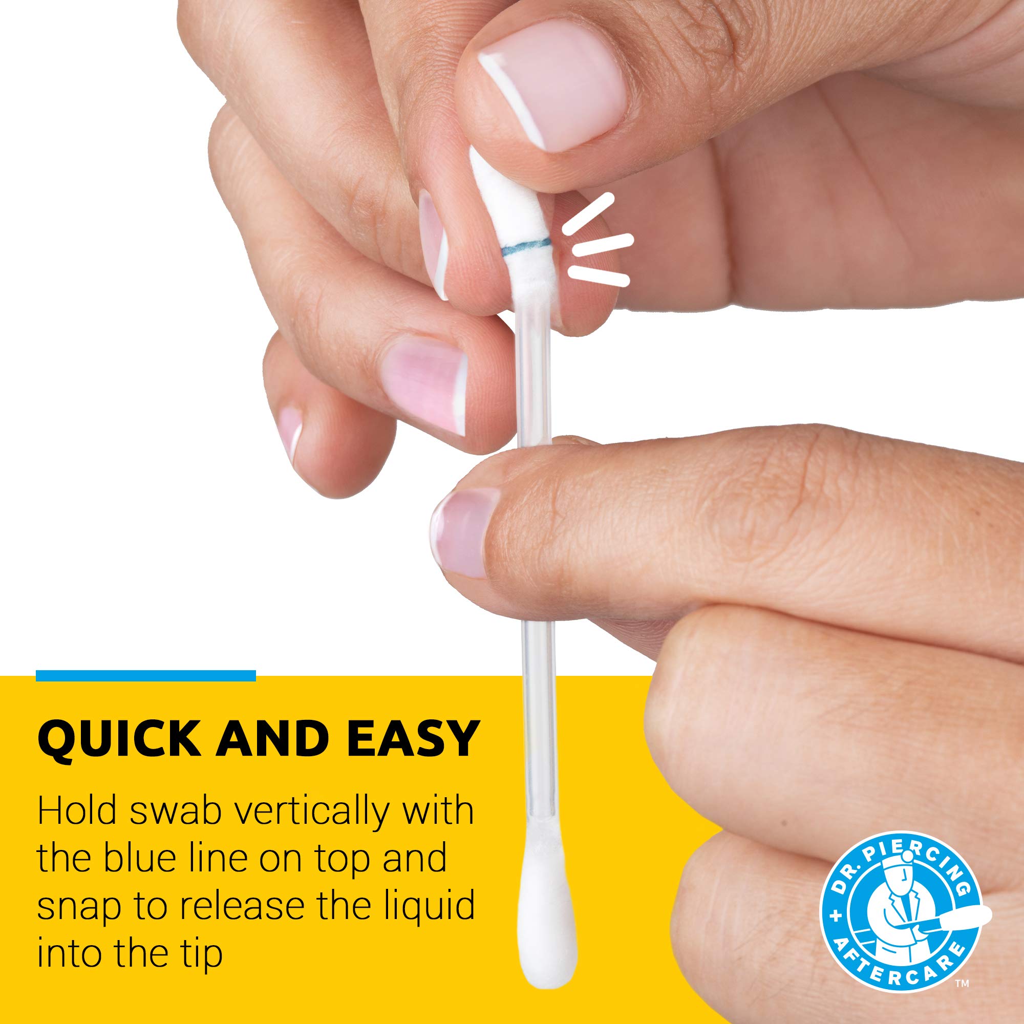 Dr. Piercing Aftercare open dispenser with visible swabs ready to snap and use