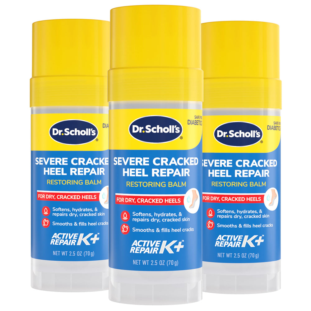 Dr. Scholl's front packaging showing product name and 3-pack convenience